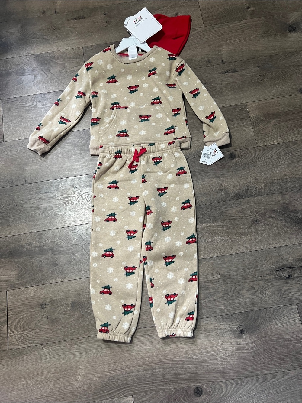 Joyful Moments Holiday Red Truck Fleece Set & Cap Size 4T New